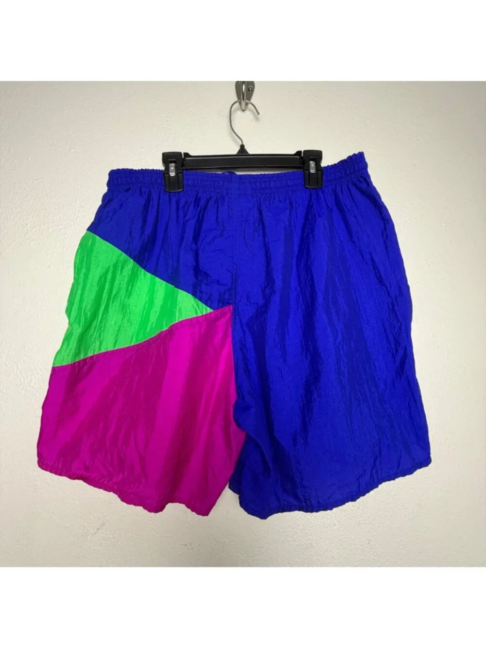 Vintage 90s Umbro Colorblock Nylon Soccer Shorts Blue Purple Split USA Sz L